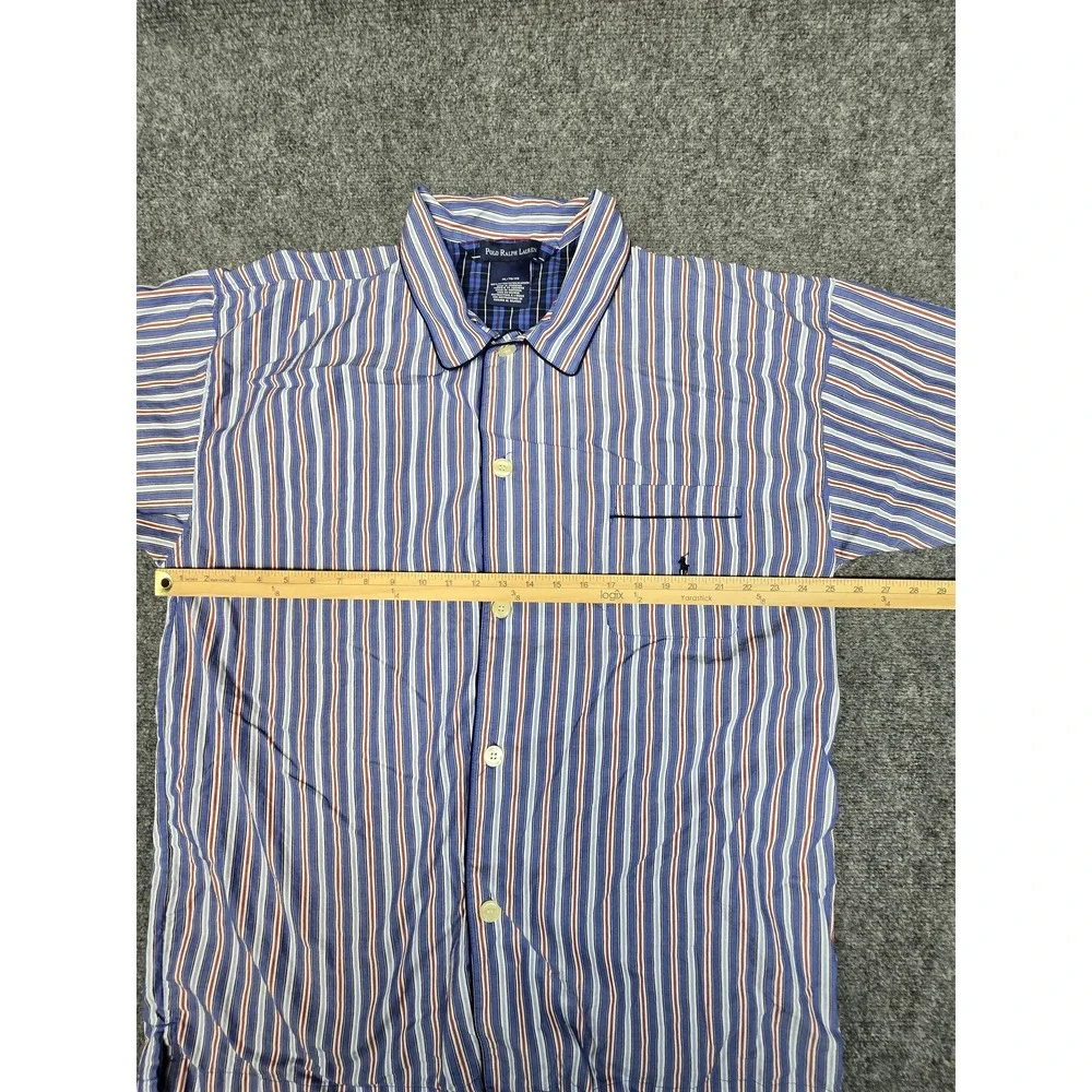 Polo Ralph Lauren Sleepwear Shirt Mens XL Vertical Stripes Large Buttons Cotton